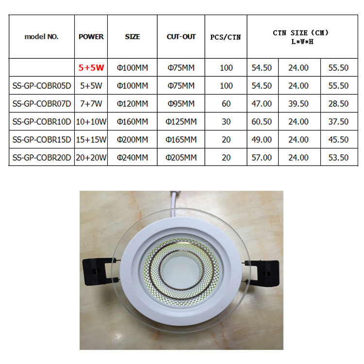 LED Glass Downlight Panel Light AT-026